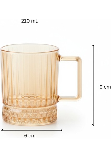 Elysia Dekor Amber Renk 6 Kişilik Cam Çay-Kahve Kupa Takımı – 6 x 210 Ml. fiyatları