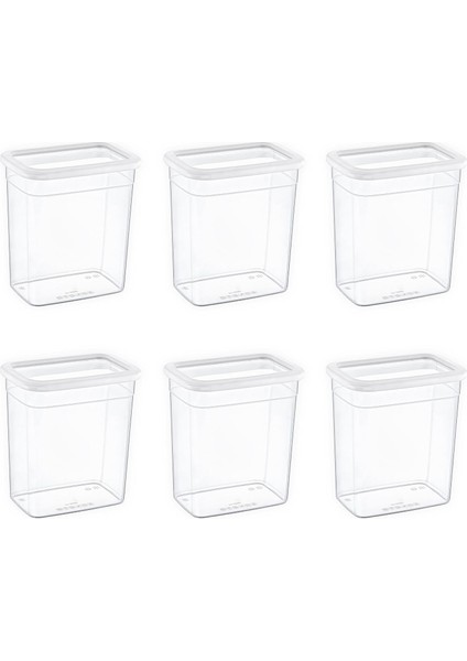 6'lı Set Skali Dikdörtgen Saklama Kabı Beyaz 2350 ml - Beyaz, Çok Amaçlı Saklama Kabı