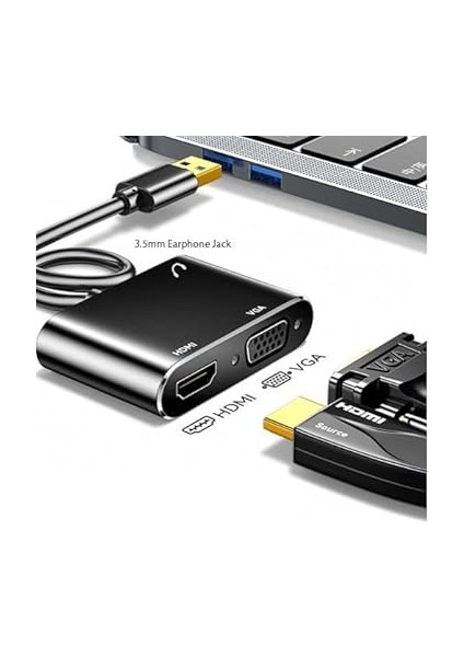 3349 USB 3.0 To HDMI VGA 3.5mm 1080P Monitör Genişletici Çevirici Dönüştürücü Adaptör Ekranı Genişletir Mevcut Monitörünüzle Çalışmanızı Yaparken. Diğer Ekranınızı Kullanabilirsiniz fiyatları