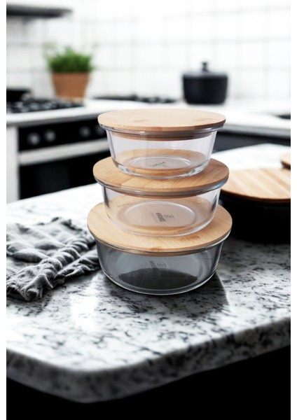 Selora Cam 3’lü Saklama Kabı Seti Bambu Kapaklı 400 ml – 620 ml – 950 ml fiyatları