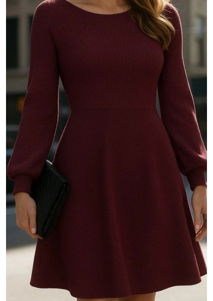 Mdb Kadın Uzun Kollu Kayık Yaka Kısa Triko Elbise fiyatları