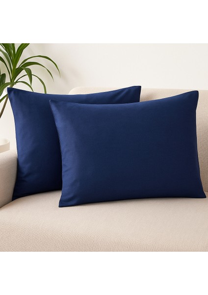Pamuklu 50X70 cm 2’li Yastık Kılıfı Seti – Lacivert