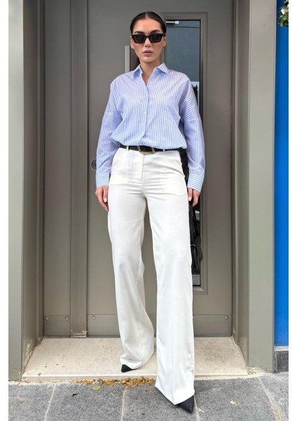 Beyaz Yüksek Bel Kumaş Pantolon MG2285 fiyatları