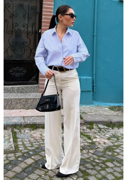 Beyaz Yüksek Bel Kumaş Pantolon MG2285 modelleri