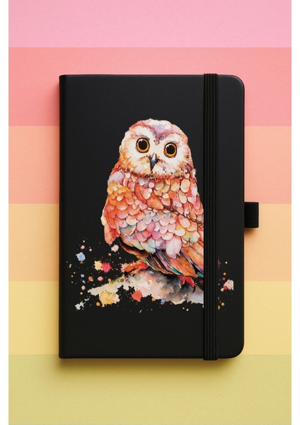 Çizim Baykuş Baskılı Tarihsiz Yuvarlak Köşeli Desenli Uv Termo Defter