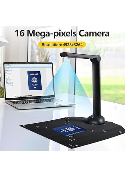 Belge Kamerası Kitap Tarayıcı A3 A4 Boyutunda LED Dolgu Işığı ile Hd 16 Megapiksel Yüksek Hızlı Tarama Desteği Çok Dilli Ocr Yazılımı Kimlik Kartları Için Windows ile Uyumlu USB Bağlantı Nokta indirimleri