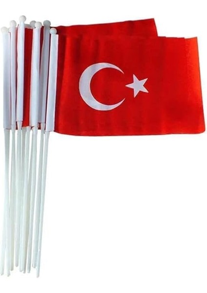 Adet - 20 x 30 Raşel Sopalı Bayrak - Ayyıldız Bayrak - Türk Bayrağı - Sopalı Ayyıldız Bayrak modelleri