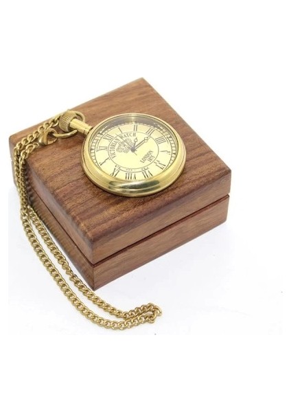 Ahşap Kutulu Pirinç Köstekli Saat Model 9