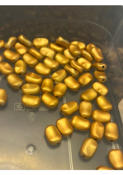 50 Adet 1 cm Sarı Fasulye Boncuk Takı Boncuğu