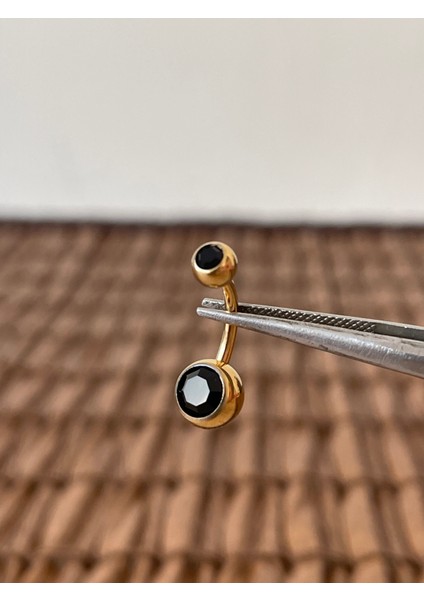 Yüksek Kalite G23 Titanium Siyah Parlak Top Taşlı Titanyum Göbek Piercingi Top 10MM