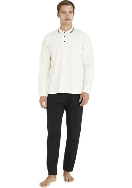 Erkek Ekru Pijama Takımı 6014