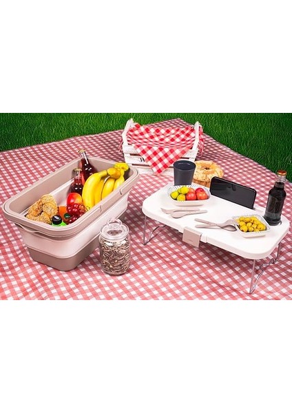 Piknik Seti | Masalı Silikon Sepet 24 Lt Kamp Çantası Gri fiyatları