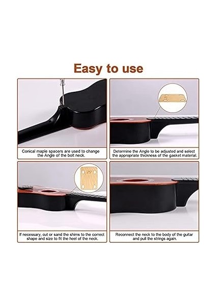 3 Adet Katı Akçaağaç Ahşap Gitar Shim Müzik Aleti Aksesuarları Koruma 0.25, 0.5 ve 1 Derece Gitar Plakası Aracı fırsatları