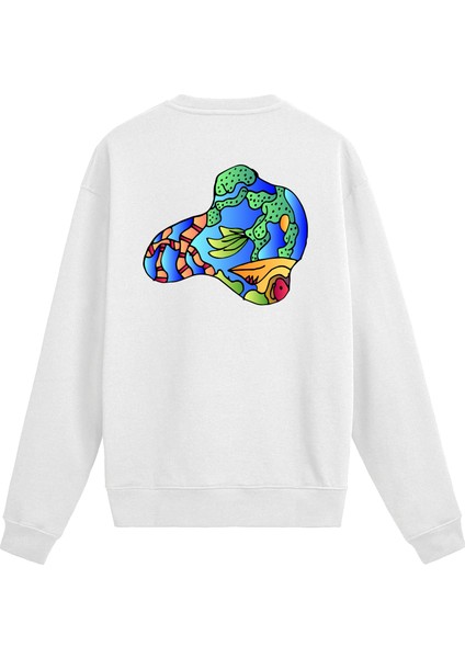 Sırt Baskılı Renkli Denizaltı Tasarımlı Sweatshirt