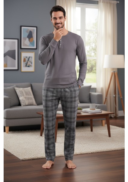 Luxury Thermal Erkek Pijama Takımı 9733 Füme fiyatları