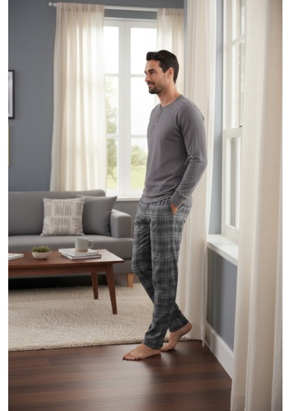 Luxury Thermal Erkek Pijama Takımı 9733 Füme modelleri