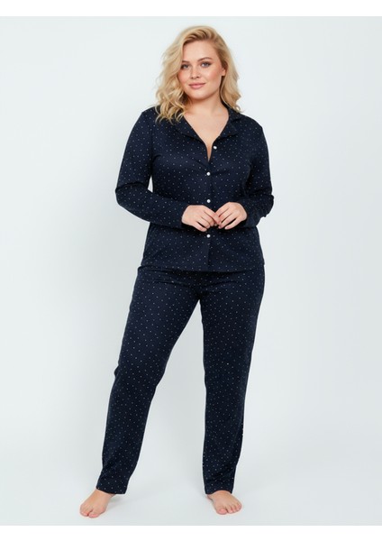Süet Gömlek Pijama Takımı 7104 Lacivert