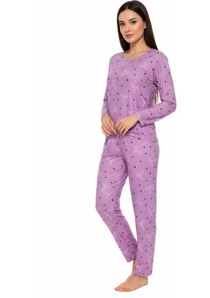 Bisiklet Yaka Süet Pijama Takımı 6007 Lila fiyatları