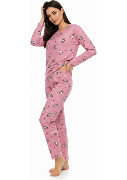 Bisiklet Yaka Süet Pijama Takımı 6008 Penguen Pembe fırsatları