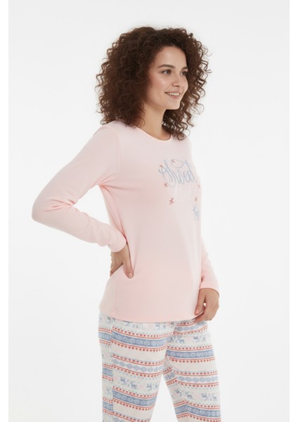 Luxury Thermal Sweet Winter Geyik Desenli Kadın Polar Kışlık Pijama Takımı – 42054 indirimleri