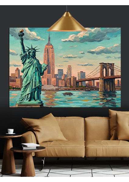 Özgürlük Heykeli New York Şehir Dekoratif Kanvas - Mdf Ahşap Tablo fiyatları