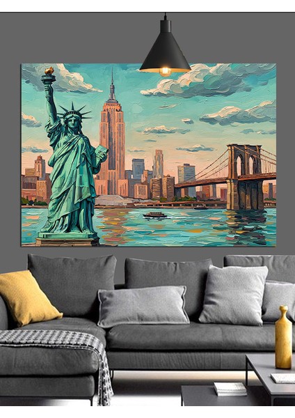 Özgürlük Heykeli New York Şehir Dekoratif Kanvas - Mdf Ahşap Tablo modelleri