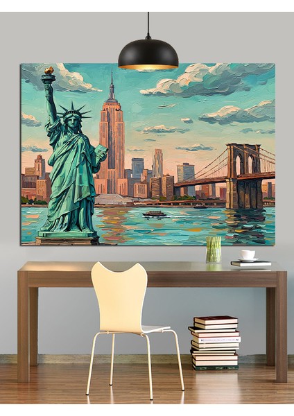Özgürlük Heykeli New York Şehir Dekoratif Kanvas - Mdf Ahşap Tablo indirimleri