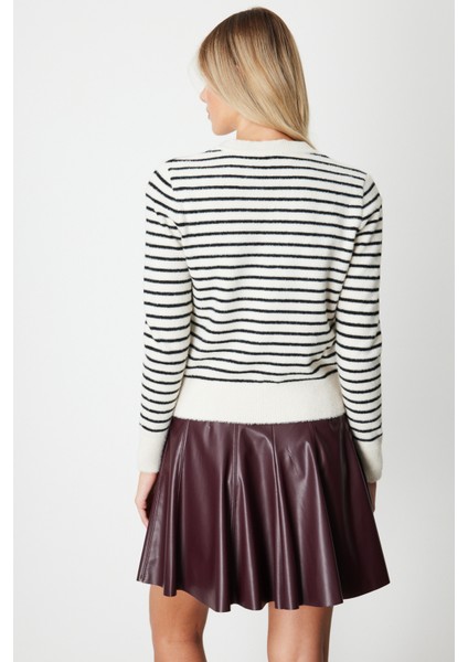 Kadın Sıfır Yaka Çizgili Hırka 63901 Taş fırsatları