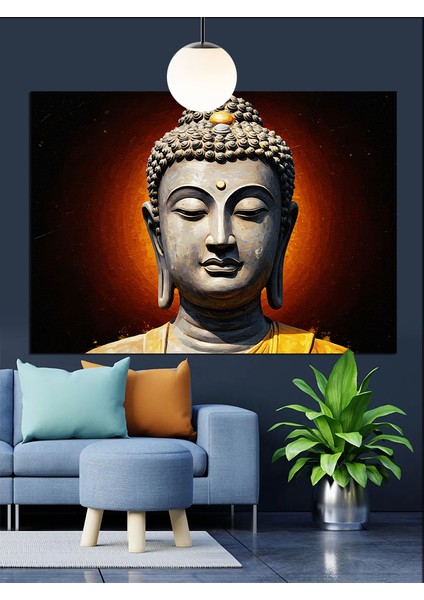 Altın Buda Heykeli Kafa Portresi Dekoratif Kanvas - Mdf Ahşap Tablo fırsatları