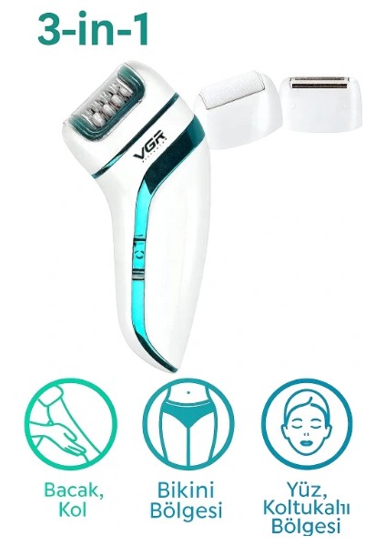 Profesyonel 3 Başlıklı Epilasyon Aleti