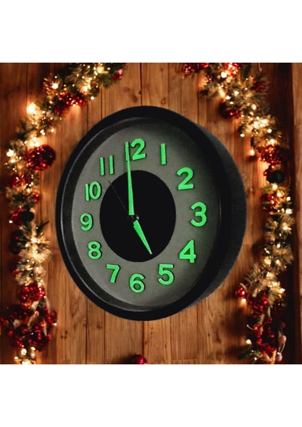 Fosforlu Kabartma Rakam Küçük Çocuk Odası Siyah Beyaz Duvar Saati Çap 22 cm modelleri