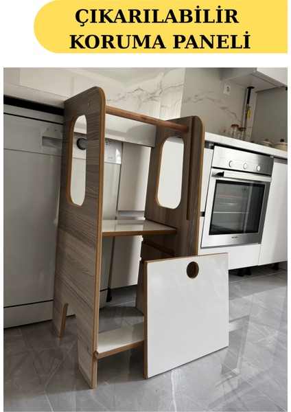 Öğrenme Kulesi Güvenlik Panelli ve Yükseklik Ayarlı Öğrenme Kulesi ve Bebek Merdiveni modelleri