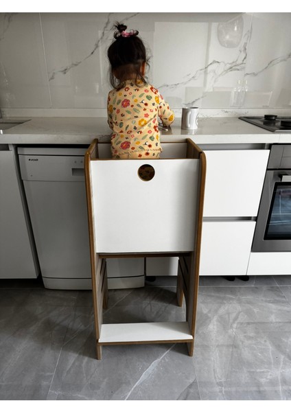 Öğrenme Kulesi Güvenlik Panelli ve Yükseklik Ayarlı Öğrenme Kulesi ve Bebek Merdiveni