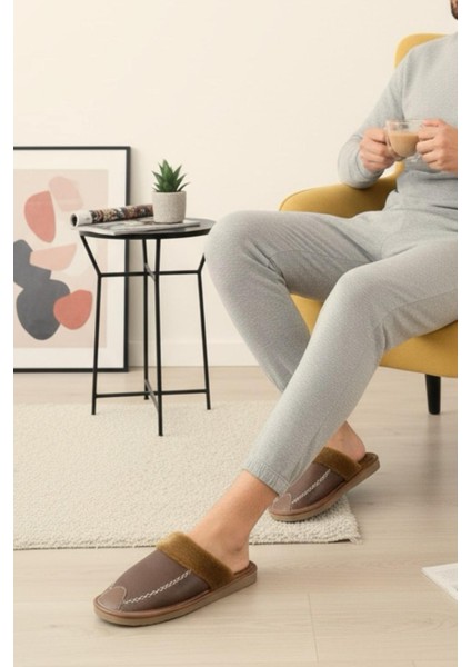 Bets Pofuduk Suni Deri Içi Kürklü Erkek Ev Terliği Ses Yapmaz Taban Misafir Terliği modelleri