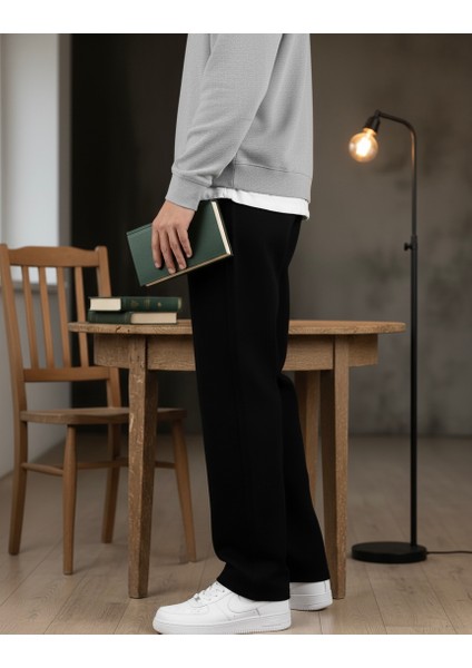 Erkek Siyah Baggy Oversize Geniş Paça Jean Kot Pantolon indirimleri