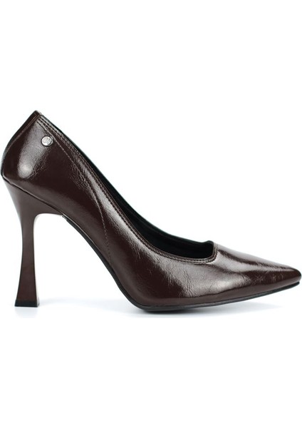 Odette Esnek Yumuşak Kaymaz Taban (10 Cm) Kahverengi Rugan Kadın Topuklu Ayakkabı modelleri