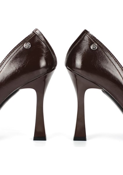 Odette Esnek Yumuşak Kaymaz Taban (10 Cm) Kahverengi Rugan Kadın Topuklu Ayakkabı indirimleri