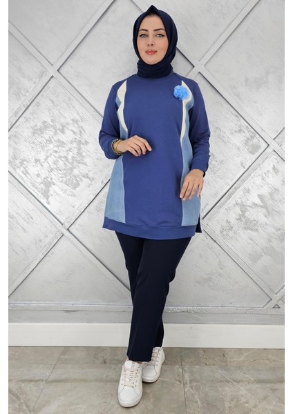 Kadın Kombinli Tül Çiçek Detaylı Tesettür Tunik modelleri