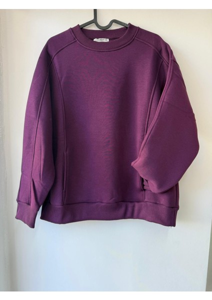 Kadın Mor Cepli Sweatshirt modelleri