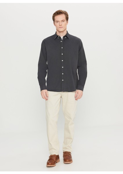 Comfort Fit Düğmeli Yaka Antrasit Erkek Gömlek ACE020261370_ATR fiyatları