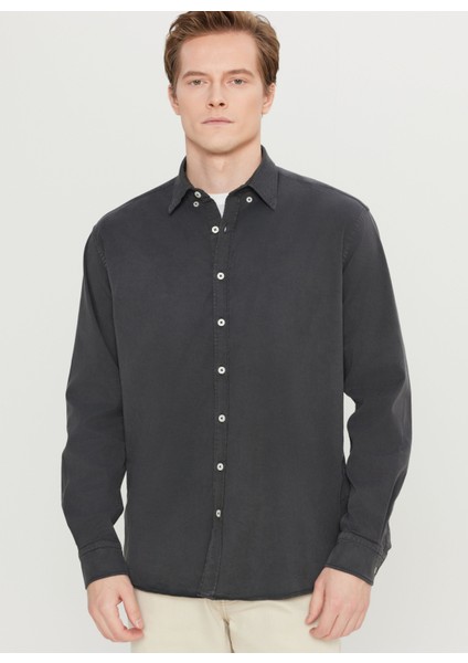 Comfort Fit Düğmeli Yaka Antrasit Erkek Gömlek ACE020261370_ATR modelleri