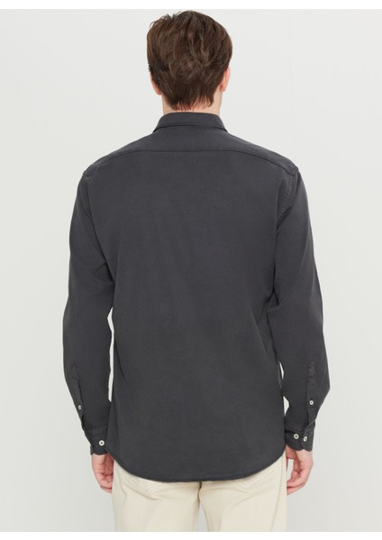 Comfort Fit Düğmeli Yaka Antrasit Erkek Gömlek ACE020261370_ATR indirimleri
