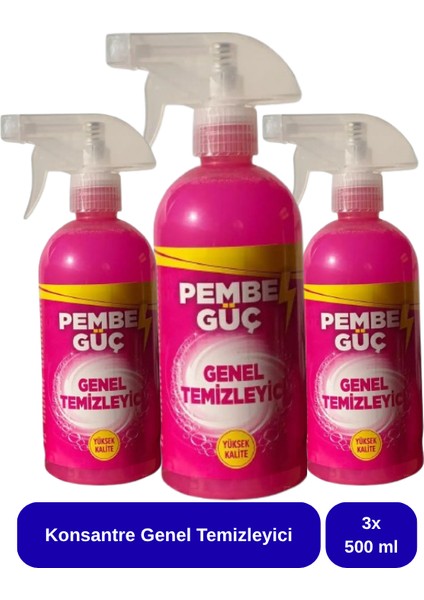 Konsantre Genel Temizleyici - Çok Amaçlı Temizleyici 500 ml x 3 Adet
