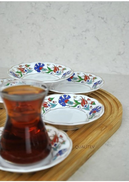 Porselen Çay Tabağı Lale Motifli Osmanlı Deseni modelleri