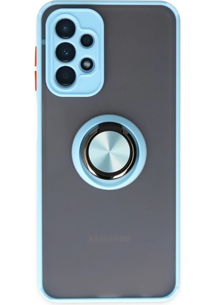 A23 4g Kılıf Montreal Yüzüklü Silikon Kapak - Buz MAVI-(5796)