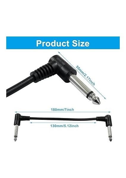 6 Paket 6 Inç Gitar Yama Kabloları, Gitar Için 1/4 Inç Ts Dik Açılı Yama Kabloları (Siyah) fiyatları