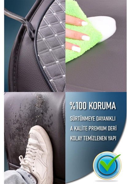 Volvo 440 Deri Oto Koltuk Kılıfı Ön Arka Set Plus Serisi Füme Scr