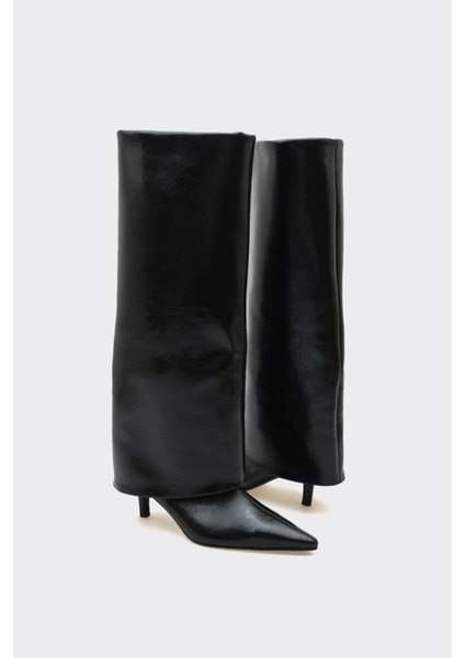 Bessa Siyah Vegan Suni Deri Çizme modelleri