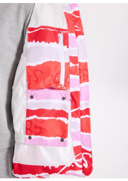 D5WL-MNT3565 Kırmızı Relaxed Desenli Kadın Kayak Montu modelleri