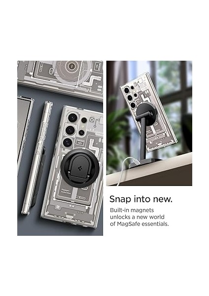 Galaxy S24 Ultra ile Uyumlu Kılıf Ultra Hybrid Onetap Metal Ring Magfit Zero One Natural Titanium - ACS07624 fiyatları